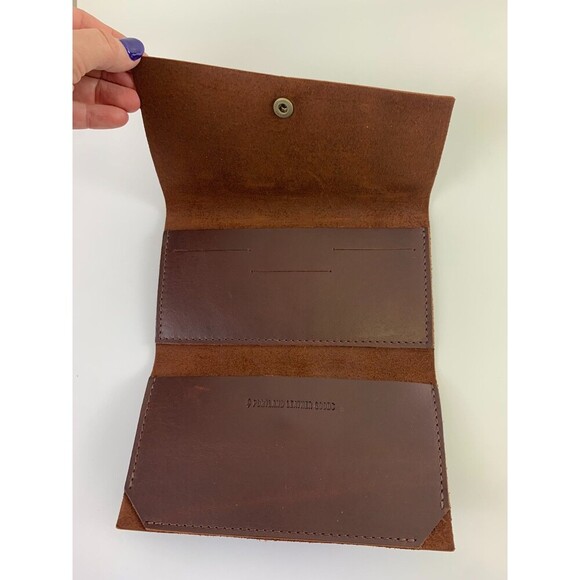 Portland Leather Goods Rancher Wallet Cognac Brown Leather Flap Snap Card Slots - Picture 10 of 13